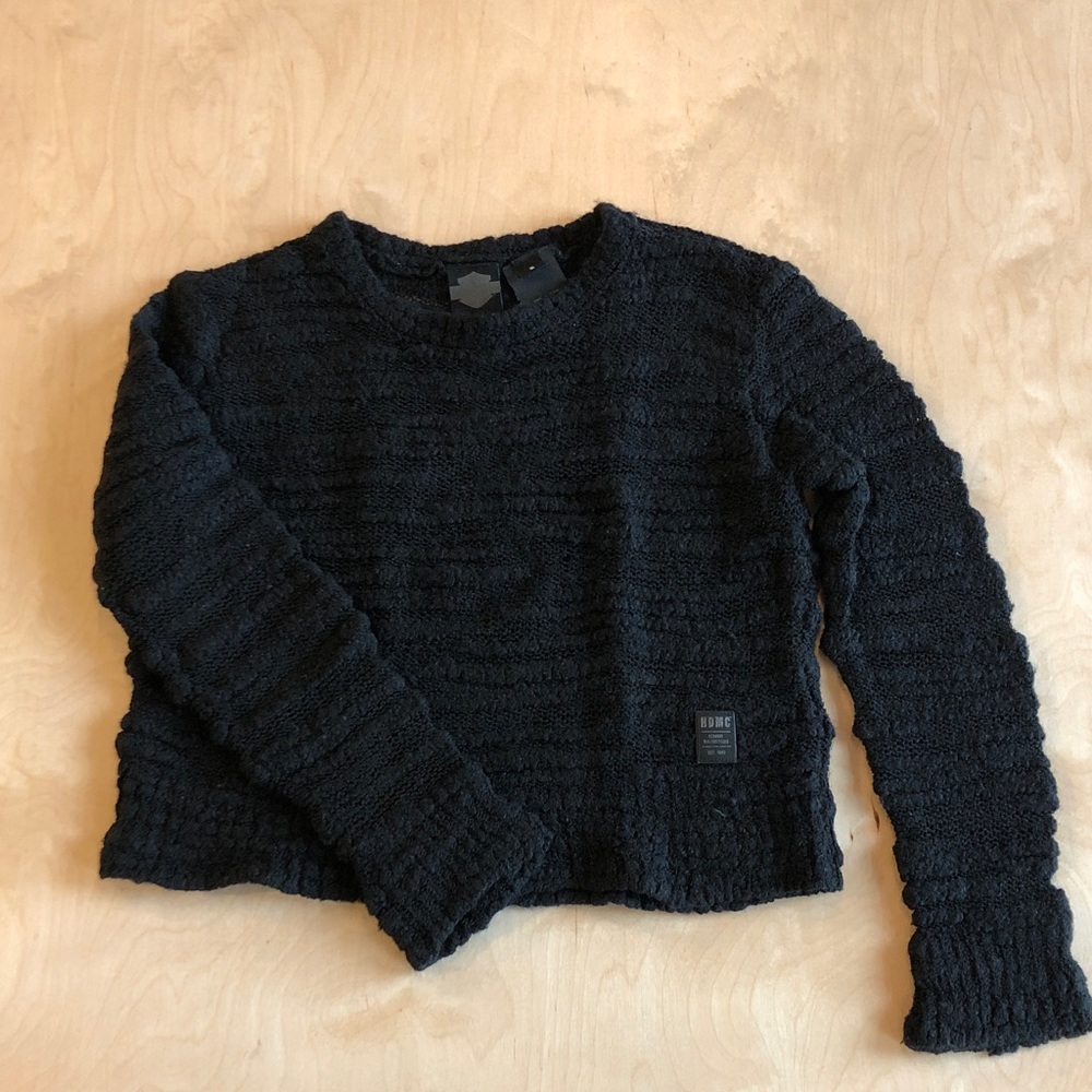 Harley-Davidson Women's Black Textured Crop Sweater